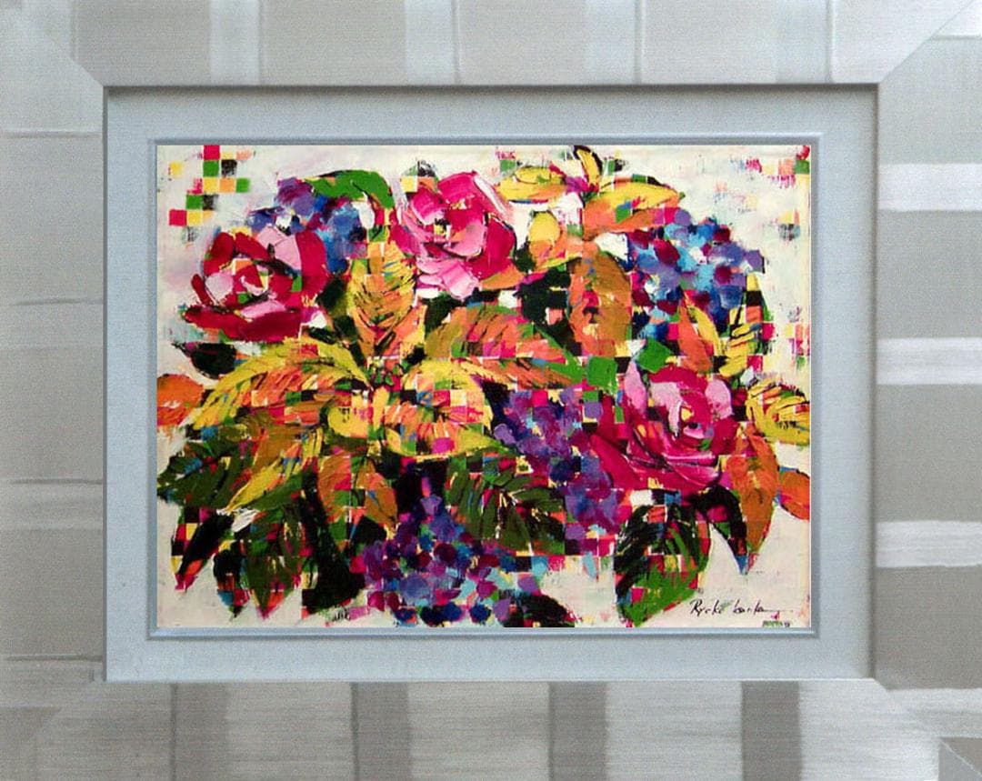 油絵 菅家令子 絵 絵画 インテリア uF6-061704 花