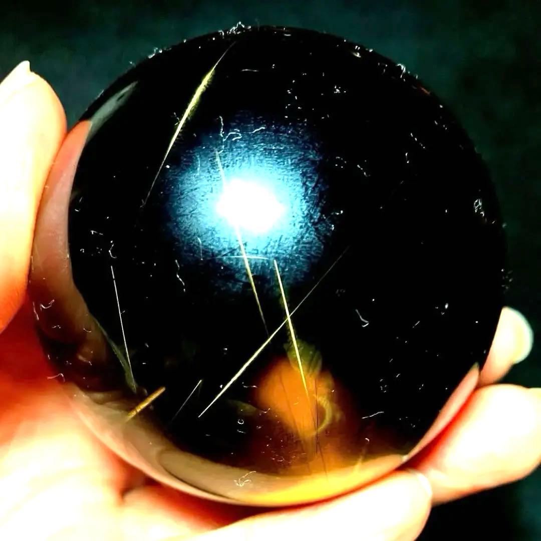 超大玉　60mm ゴールドルチルクォーツ　丸玉　スフィア　金針水晶