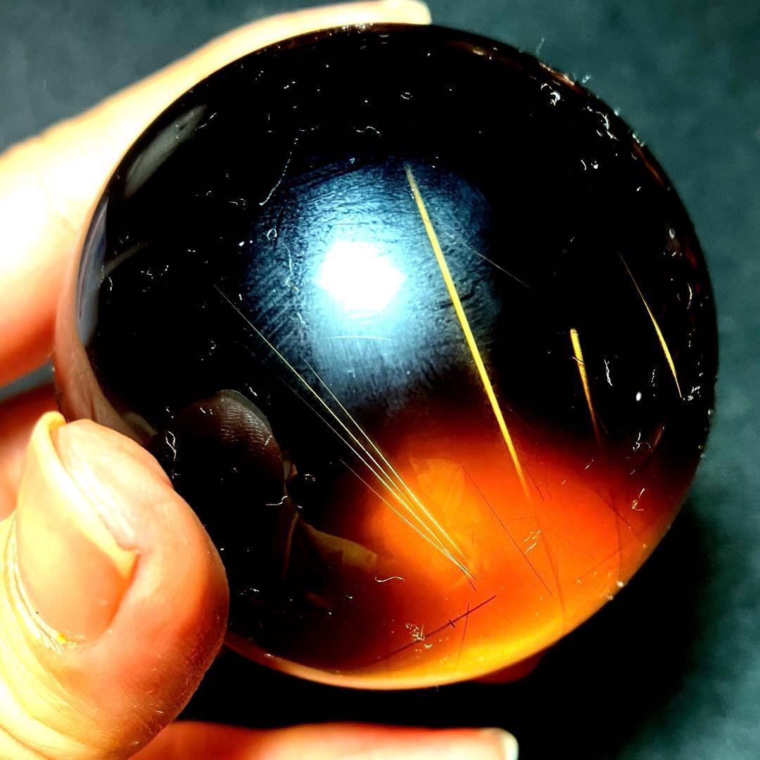 超大玉　60mm ゴールドルチルクォーツ　丸玉　スフィア　金針水晶