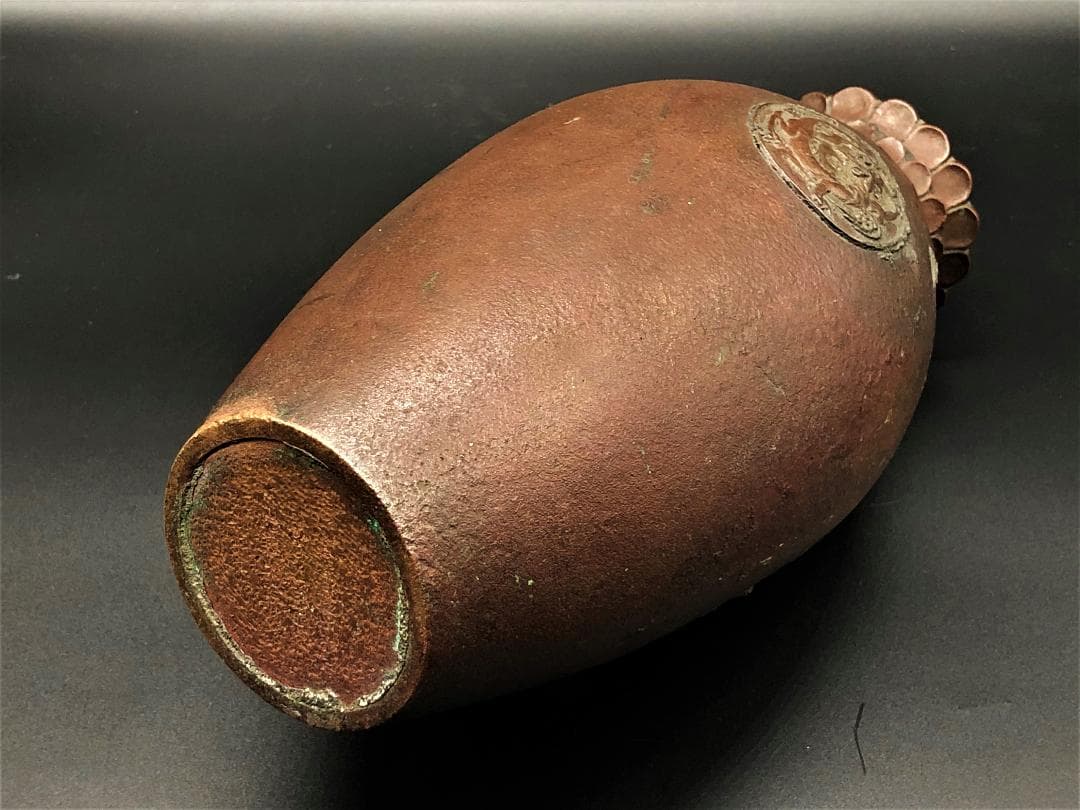 【 雲龍図銅花瓶 花入/花生 】　中華古玩　蔵出品