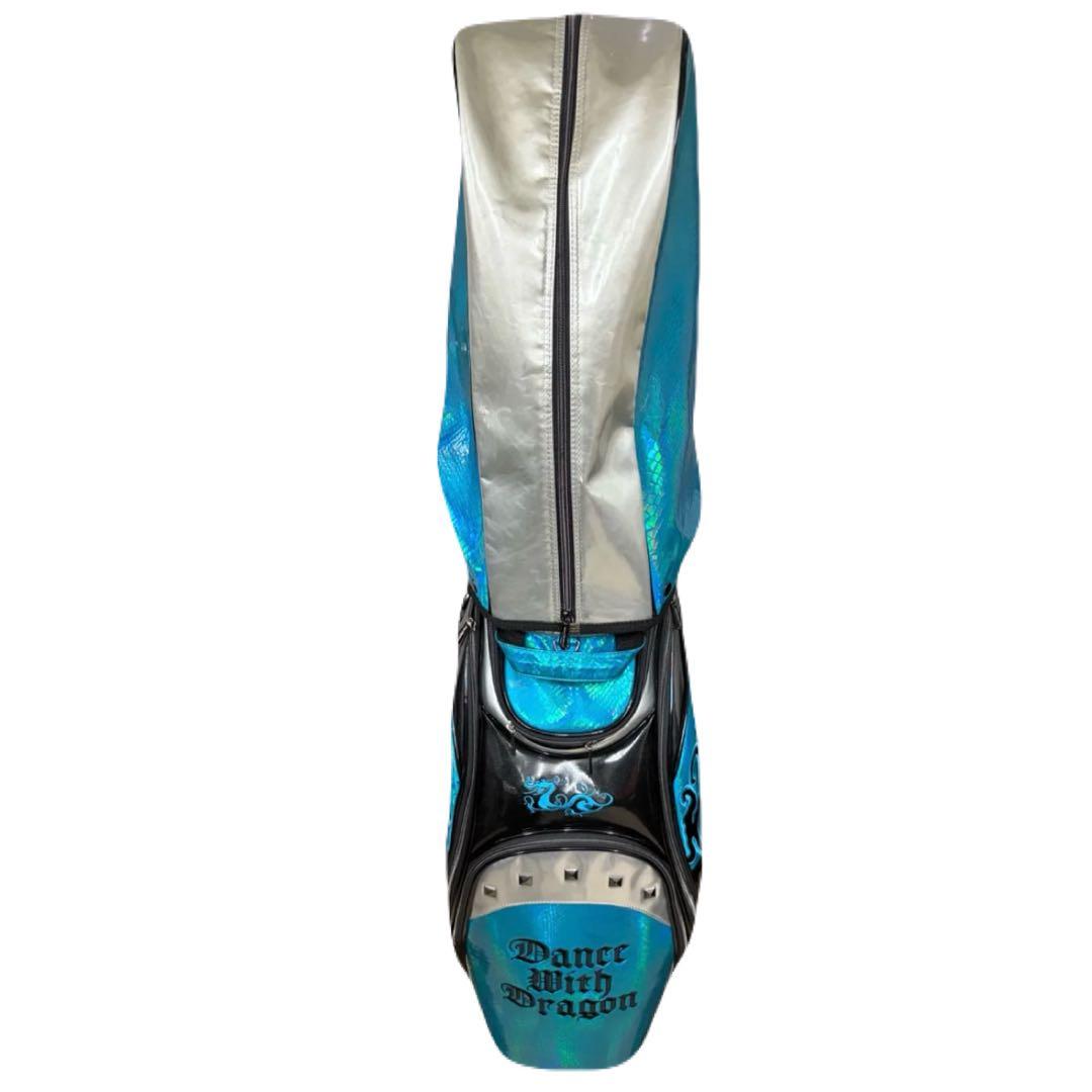 美品フード付ダンスウィズドラゴンキャディバッグ9型希少ブルー