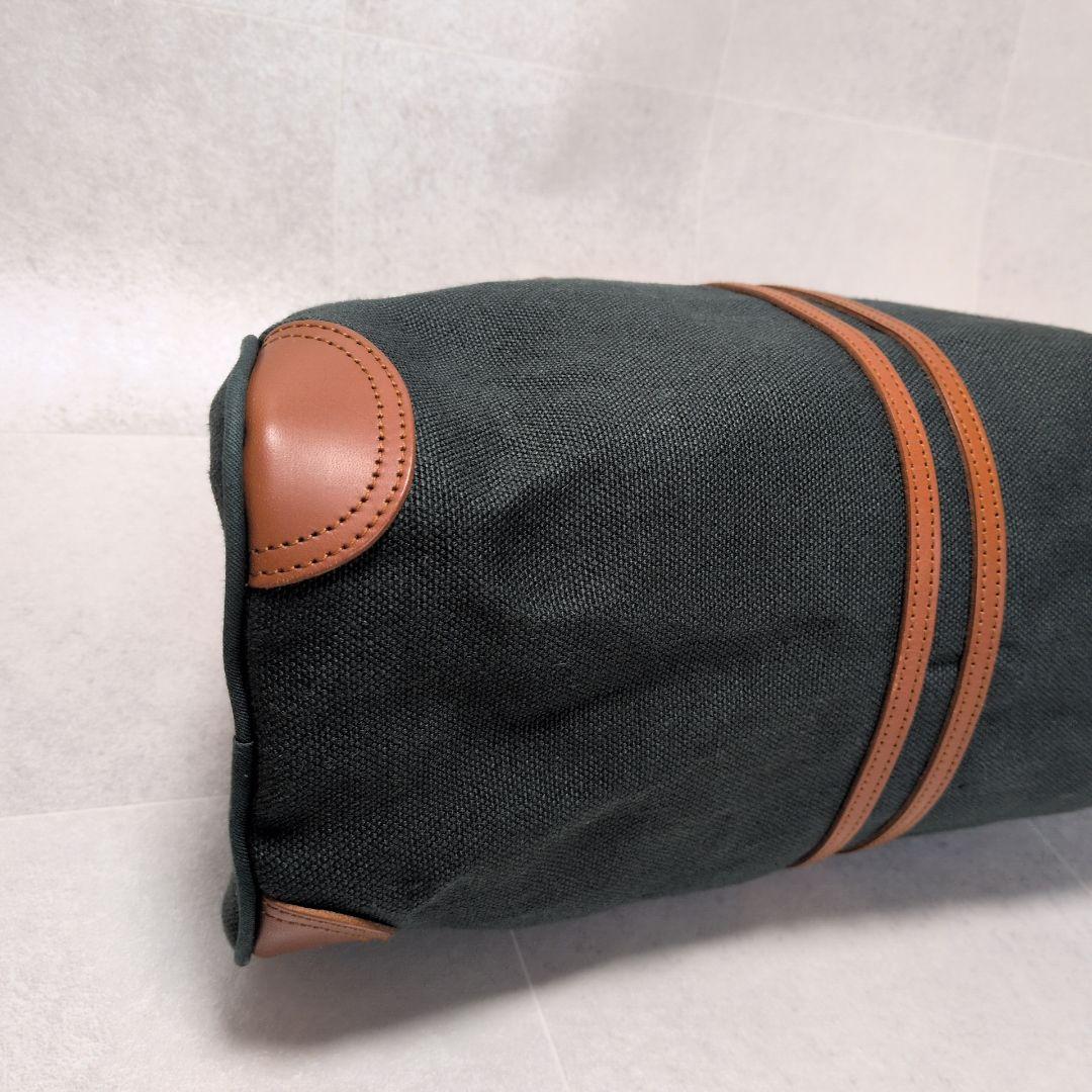 【極美品】一澤信三郎帆布 ボストンバッグ 緑麻 麻帆布×レザー 京都 日本製