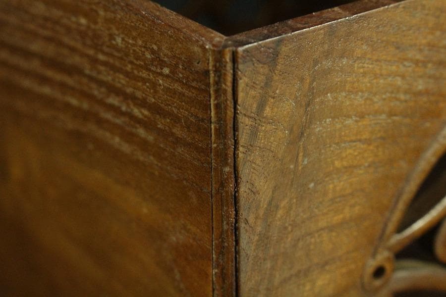 遠州流 桑 七宝透かし 黒柿 茶箱 美品 綺麗寂 時代仕服付(K-A344)