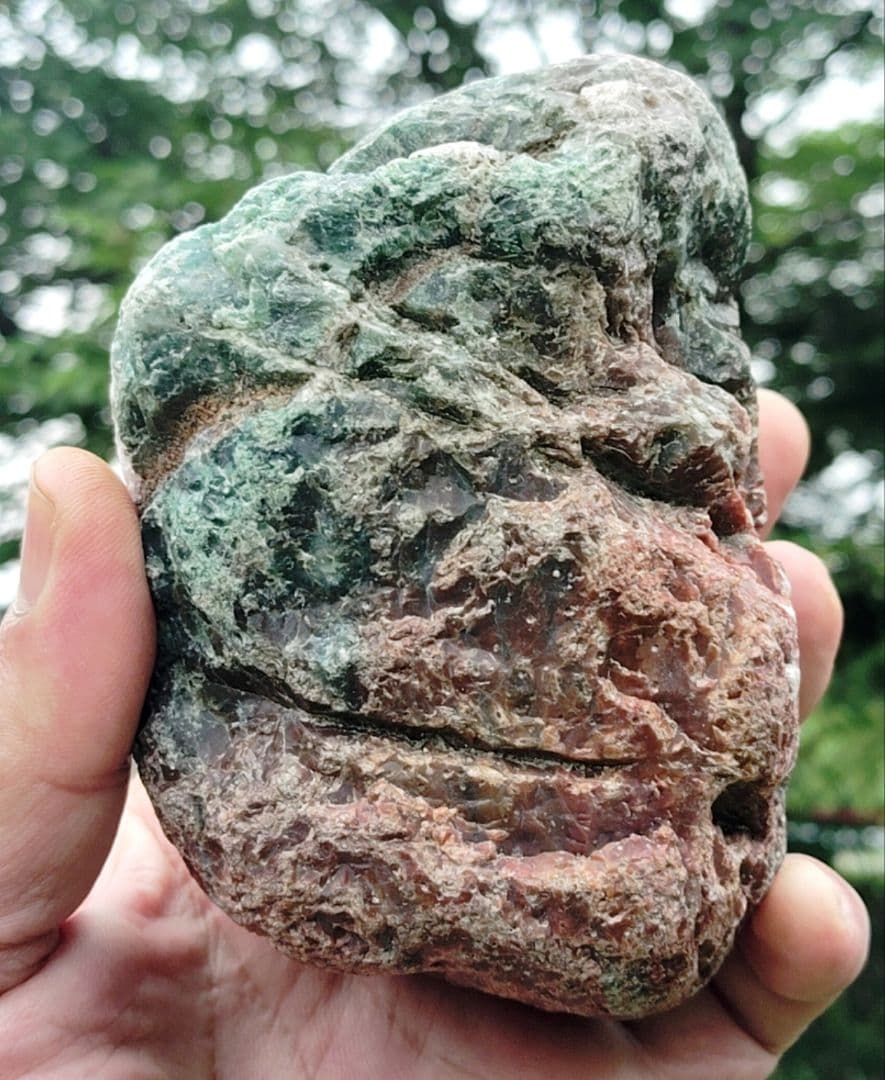 ★赤碧玉✕緑碧玉原石★糸魚川赤玉石【横川・転石・川ズレ・ウブ860ｇ】