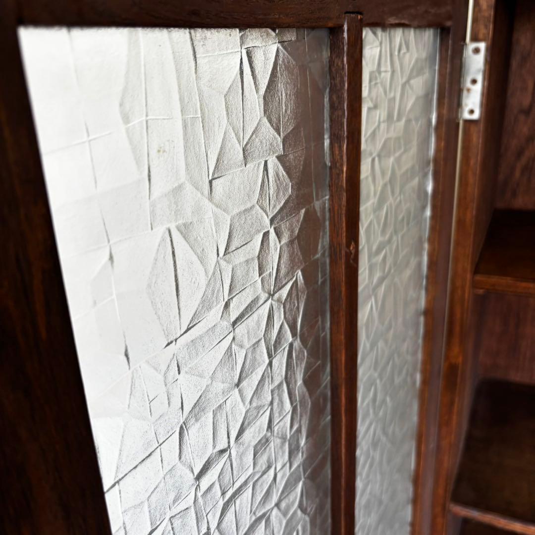 アンティーク家具 ガラス戸棚 キャビネット 本棚 ヴィンテージ家具 昭和レトロ