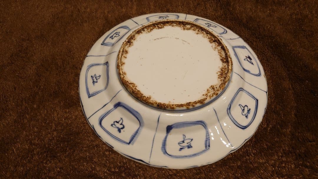 古染付　李朝　古玩　芙蓉　中皿　１客