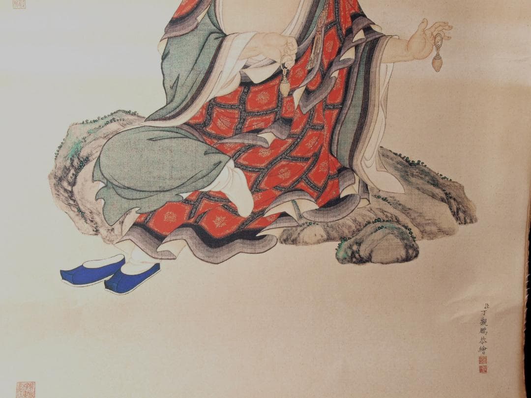 【骨董掛け軸】人物図 中国清時代丁観鵬　掛け軸　 AK1166B10-4