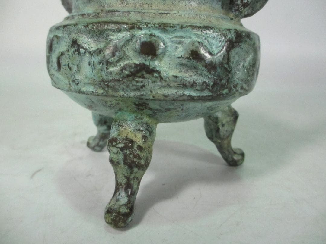 香炉　銅製　厚手　重量 約1050g　香道具　仏教美術　中国美術