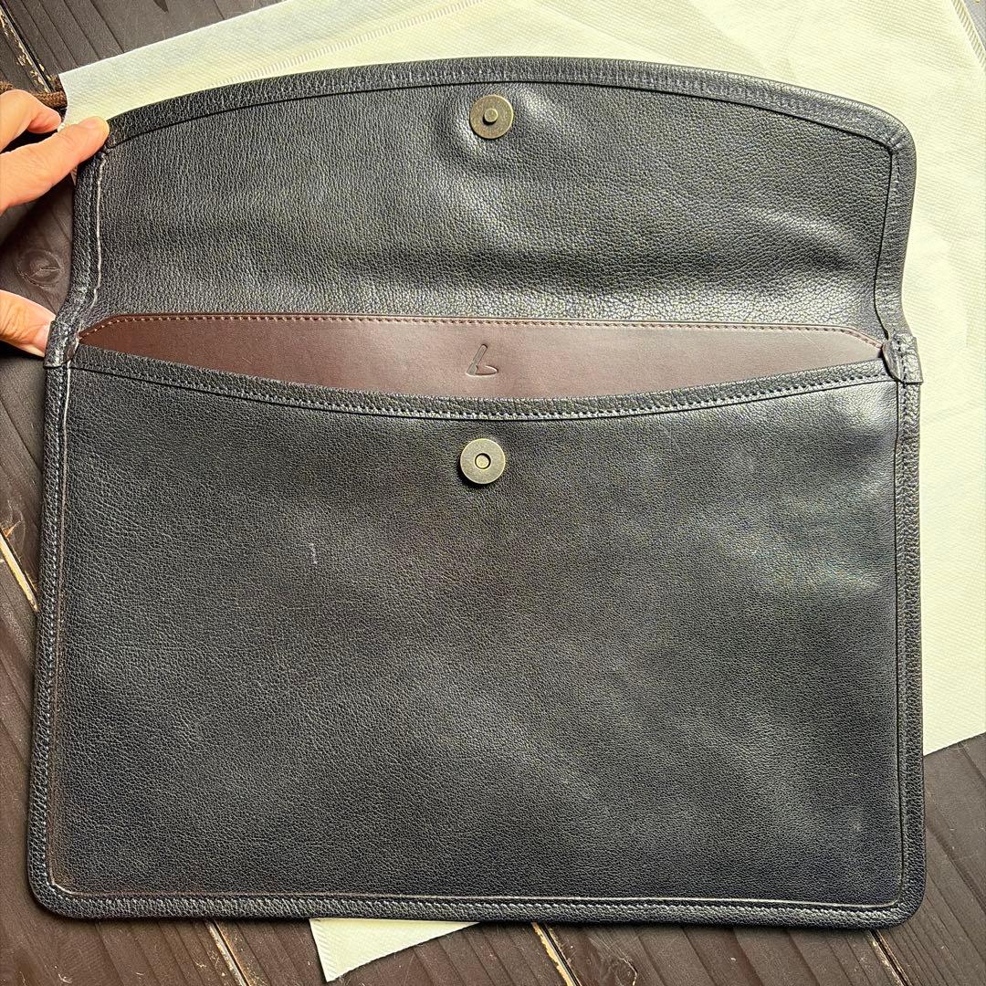 土屋鞄製造所　黒レザー ビジネス　書類ケース フラップ式
