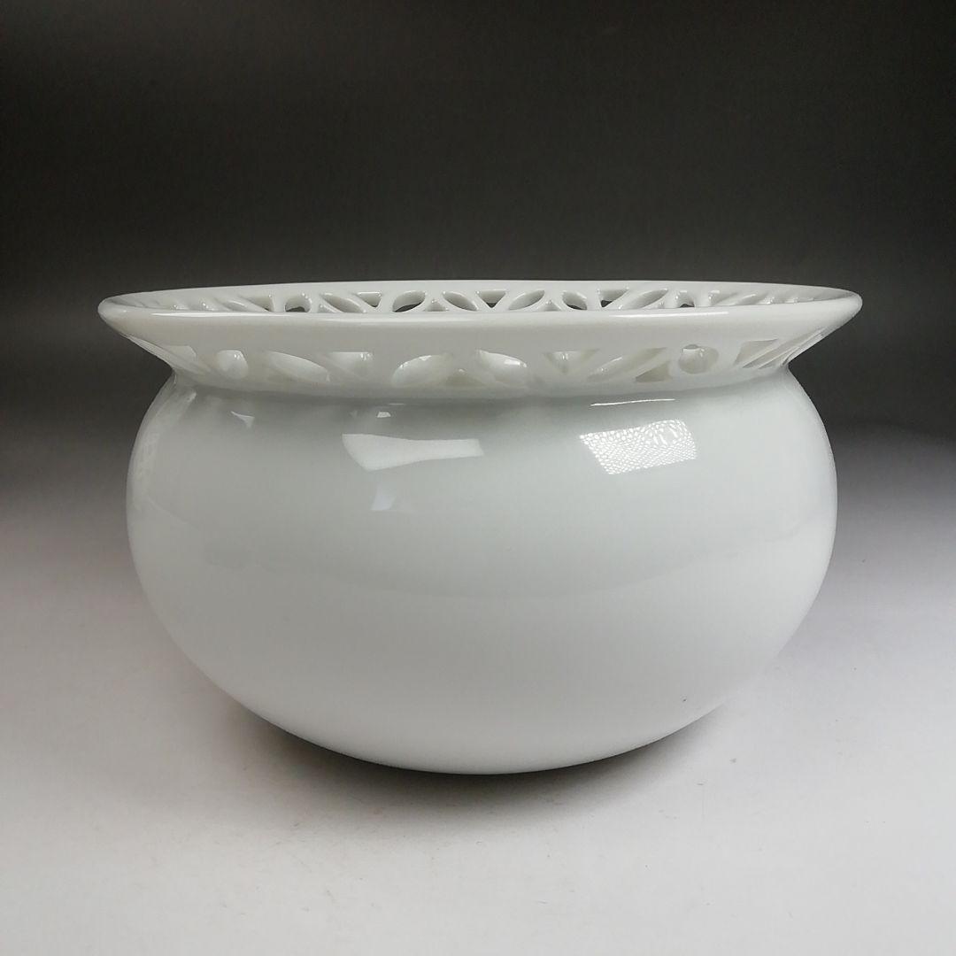 Ｗ２１６　皆具　『白磁　七宝透』『加藤藤城 造』　共箱　茶道具