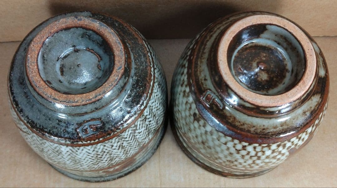 【本物保証】島岡達三 象嵌湯呑 共箱★2セット 栞 人間国宝 未使用品 益子焼