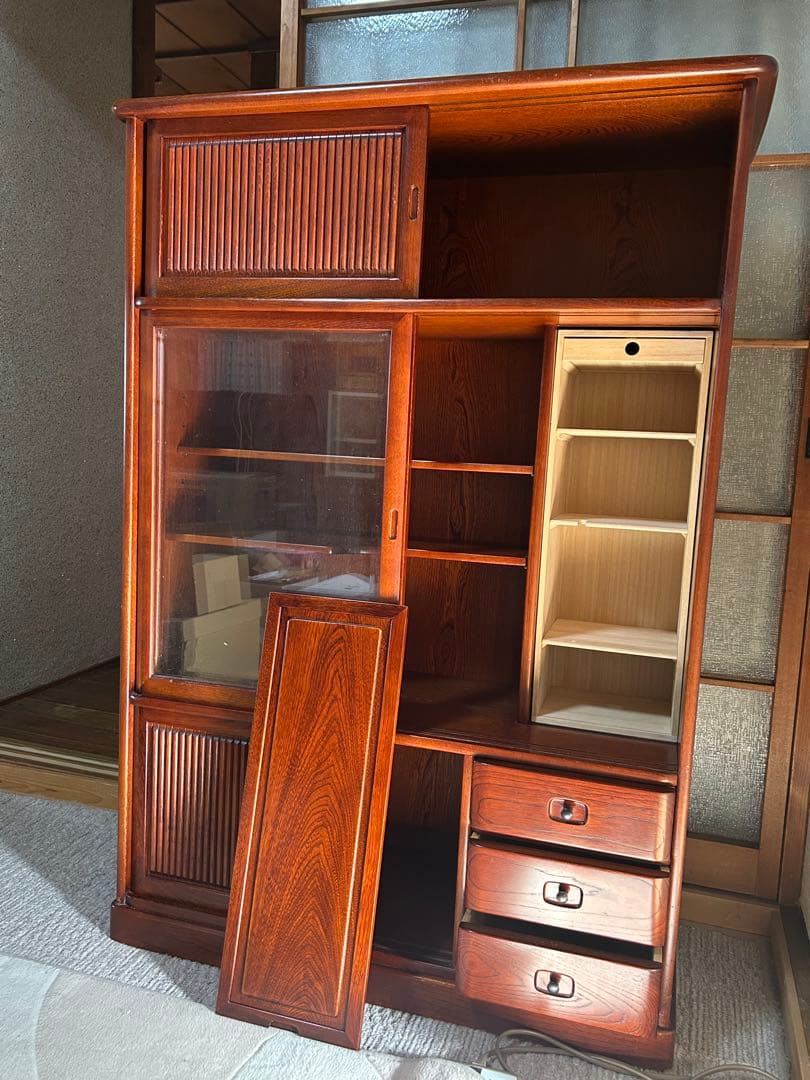 カリモク　茶箪笥　レトロ