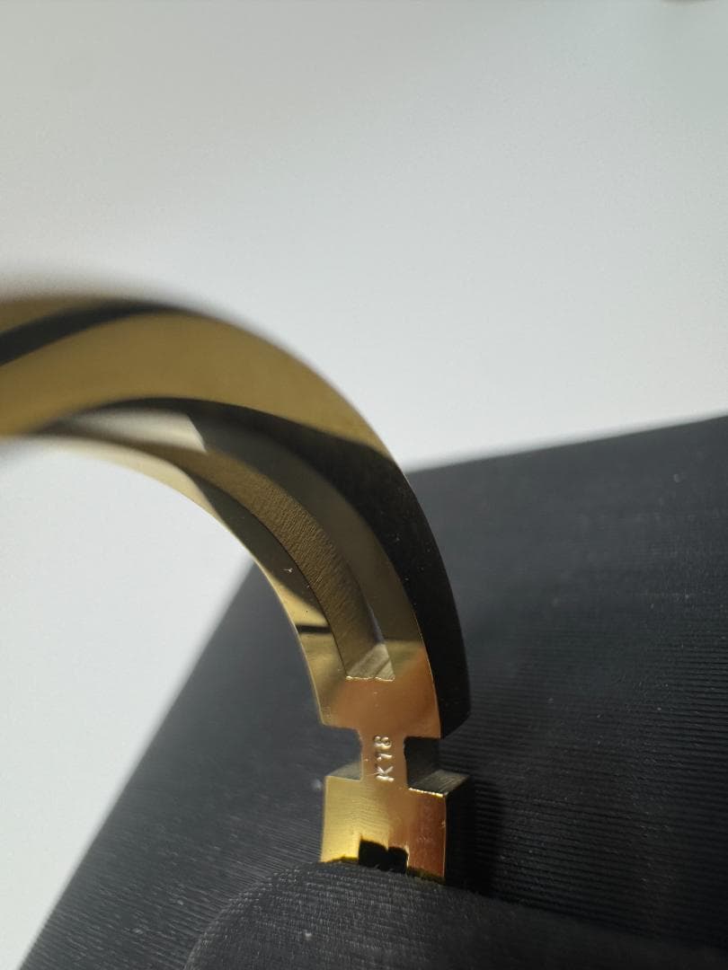 《日本製18金》K18ゴールドオープンリング モダンデザイン2.34g 9号