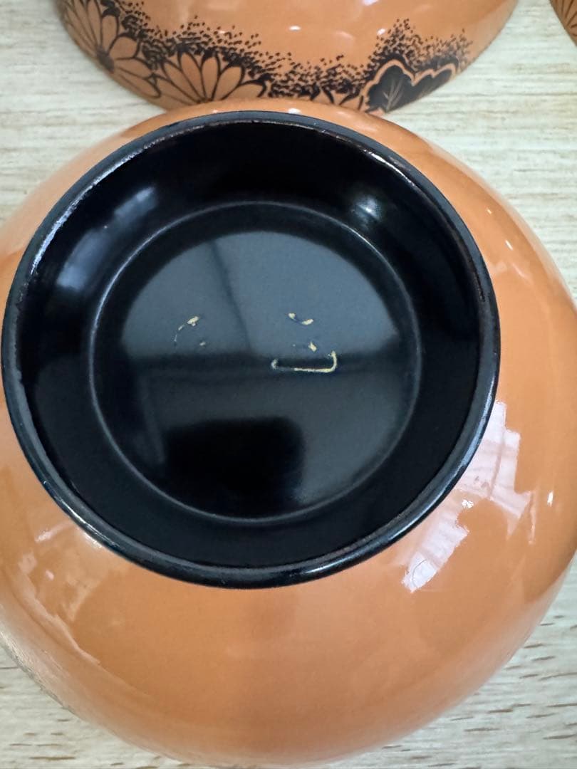 輪島塗吸物椀　5つセット　高級椀　菊