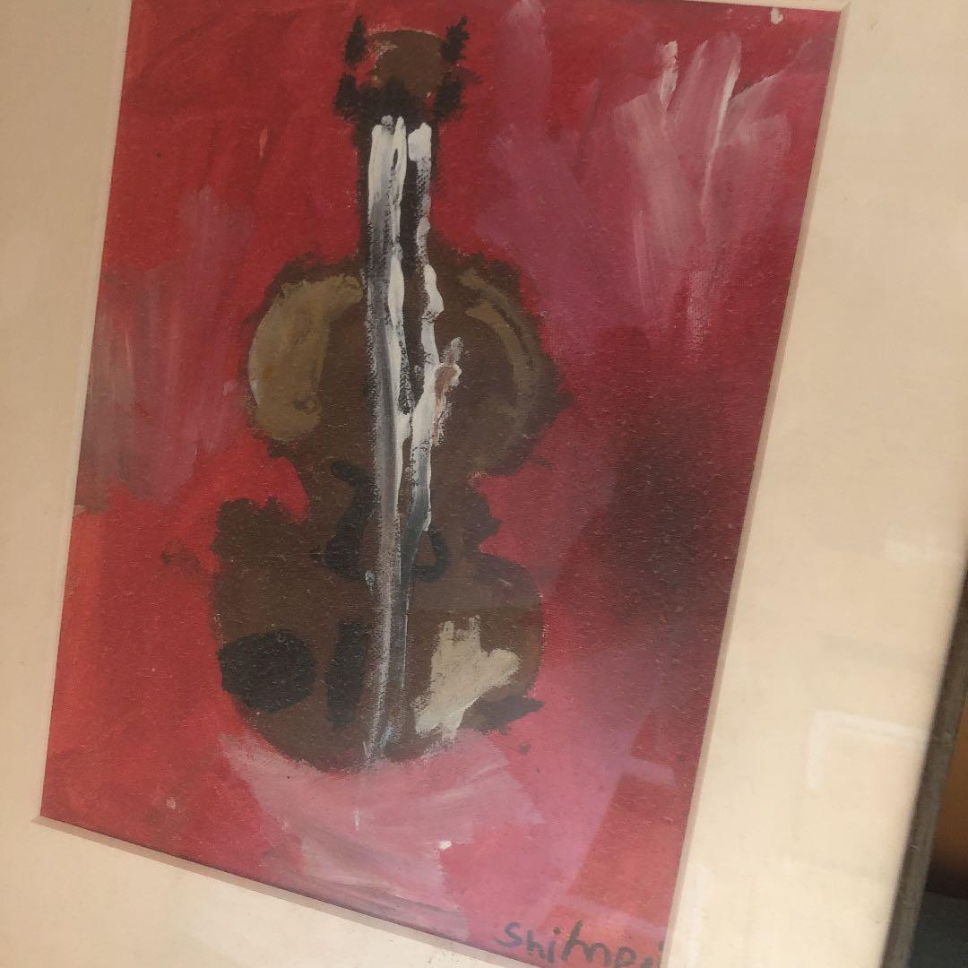 油絵？　アンティーク　絵画　ヴァイオリン