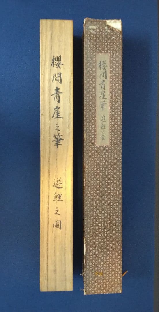 櫻間青厓【遊鯉之図】絹本　掛軸（杉原夷山／清水退軒）