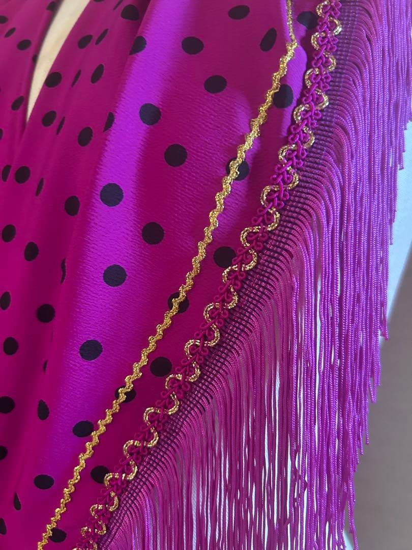 ④赤紫　フラメンコ衣装 用紫色水玉シージョ　新品未使用
