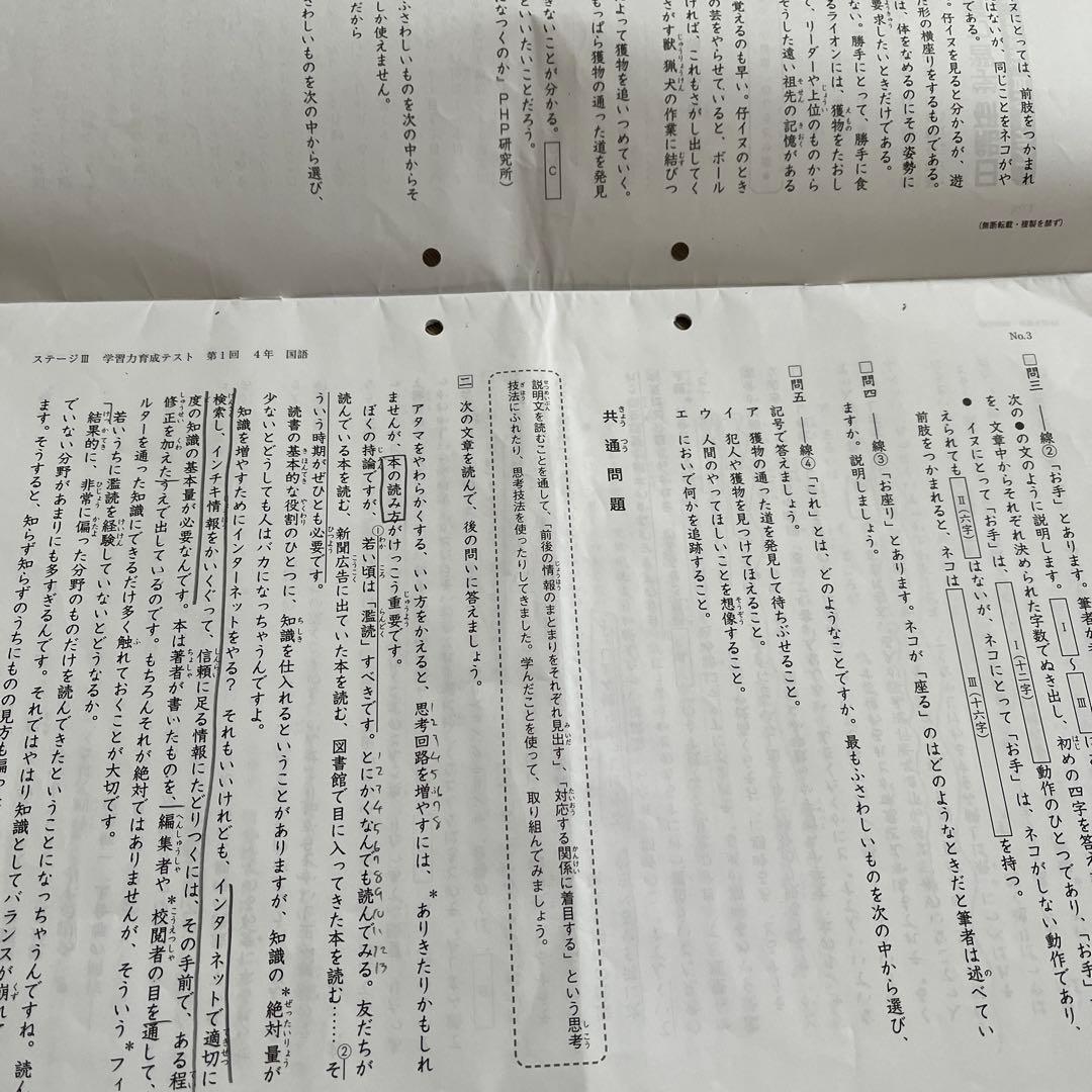 2025年 日能研 4年 【後期】ステージⅢ 育成テスト他❗️
