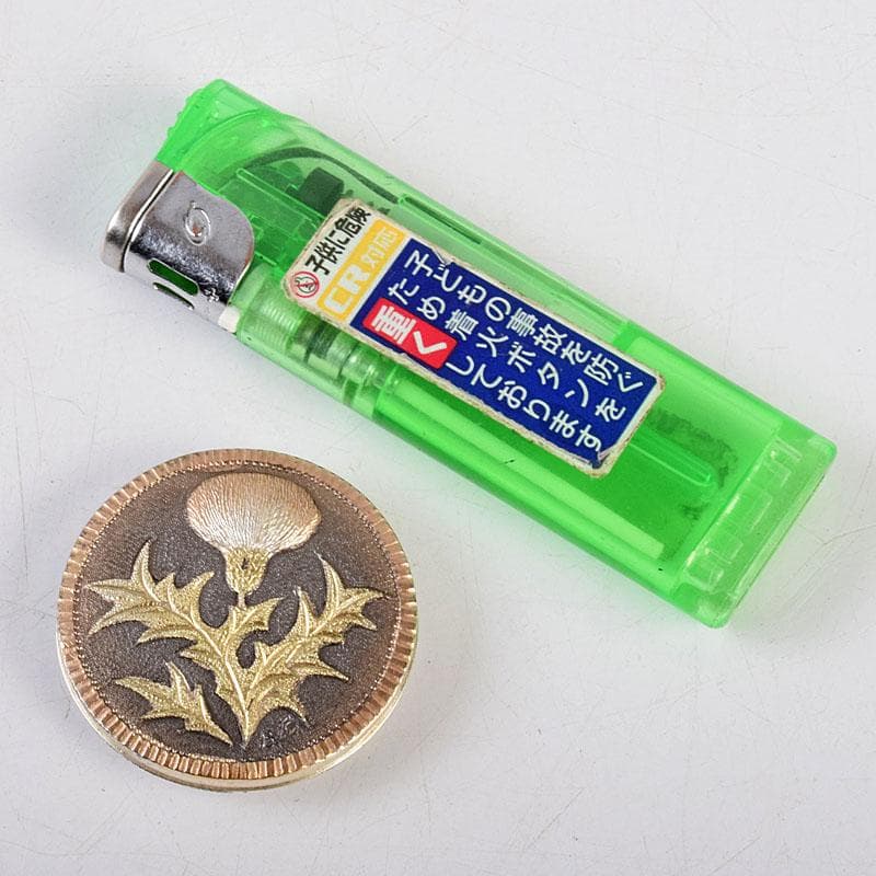 和装小物　彫金　大津陽信作　蒲公英文　帯留　共箱　C　R9042