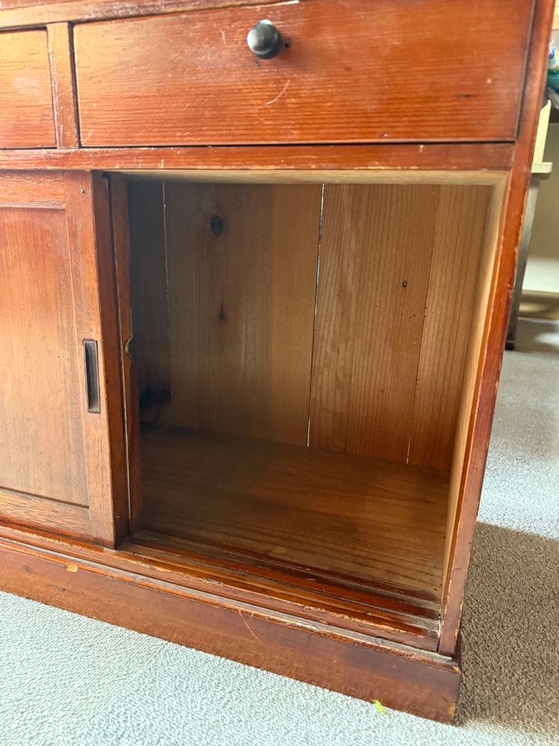 アンティーク 戦前 昭和初期 無垢木製 ライティングビューロー 折畳書斎机