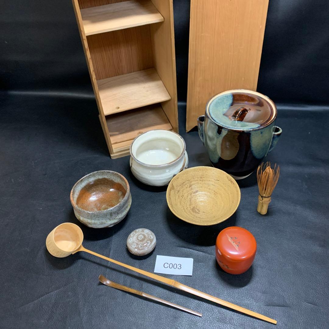 茶箱　茶道具セット　古物　歴史　棗　茶碗　水差し　茶灼　銘有