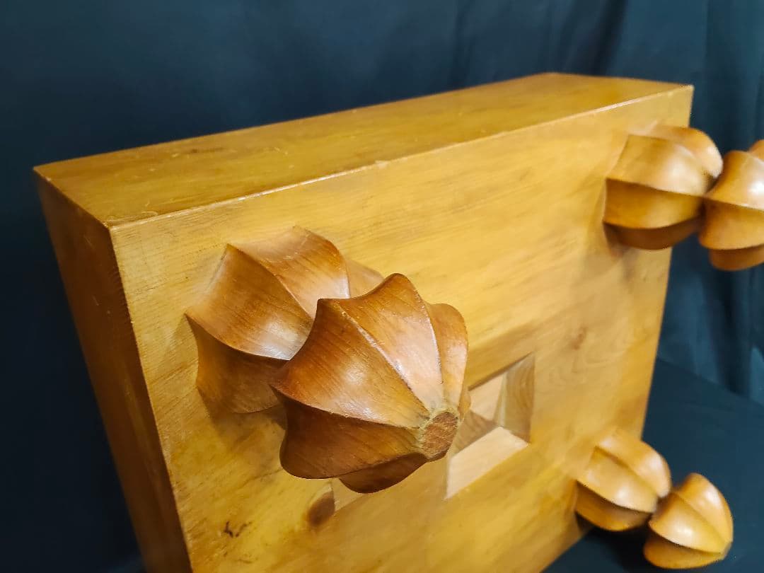 足付碁盤 5寸（厚さ14.5cm）木製 クチナシ型足 へそ有り