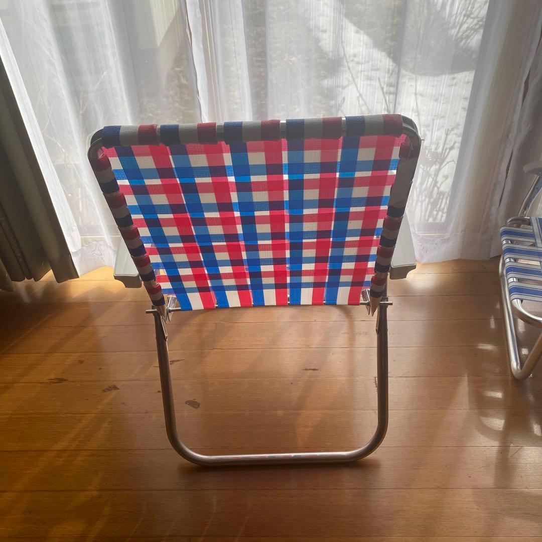 アウトドアチェア 赤・青・白 チェック柄