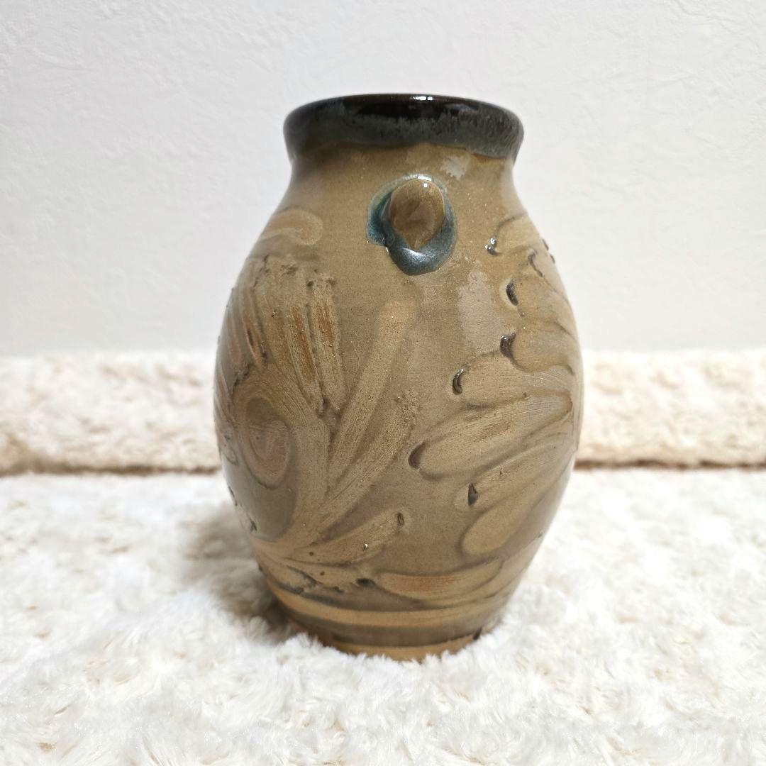 ⑨宮城三成 指描き紋 大花 中型壺 やちむん 沖縄 珍