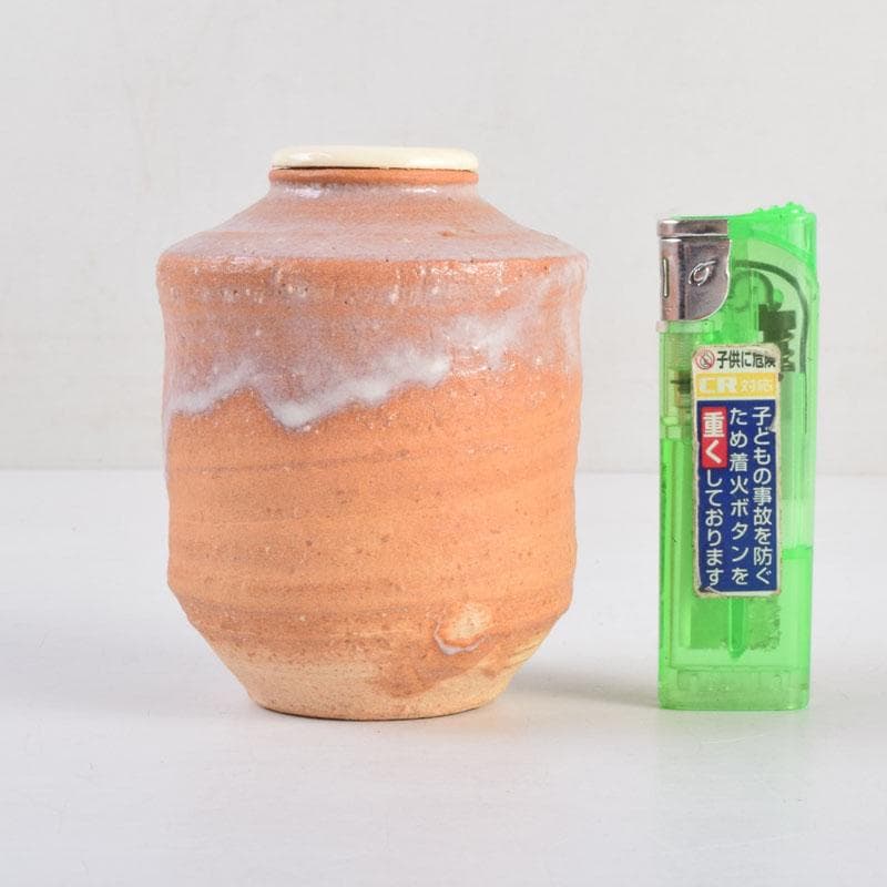 茶道具　萩焼　金子信彦作　茶入　仕覆付　共箱　V　8861