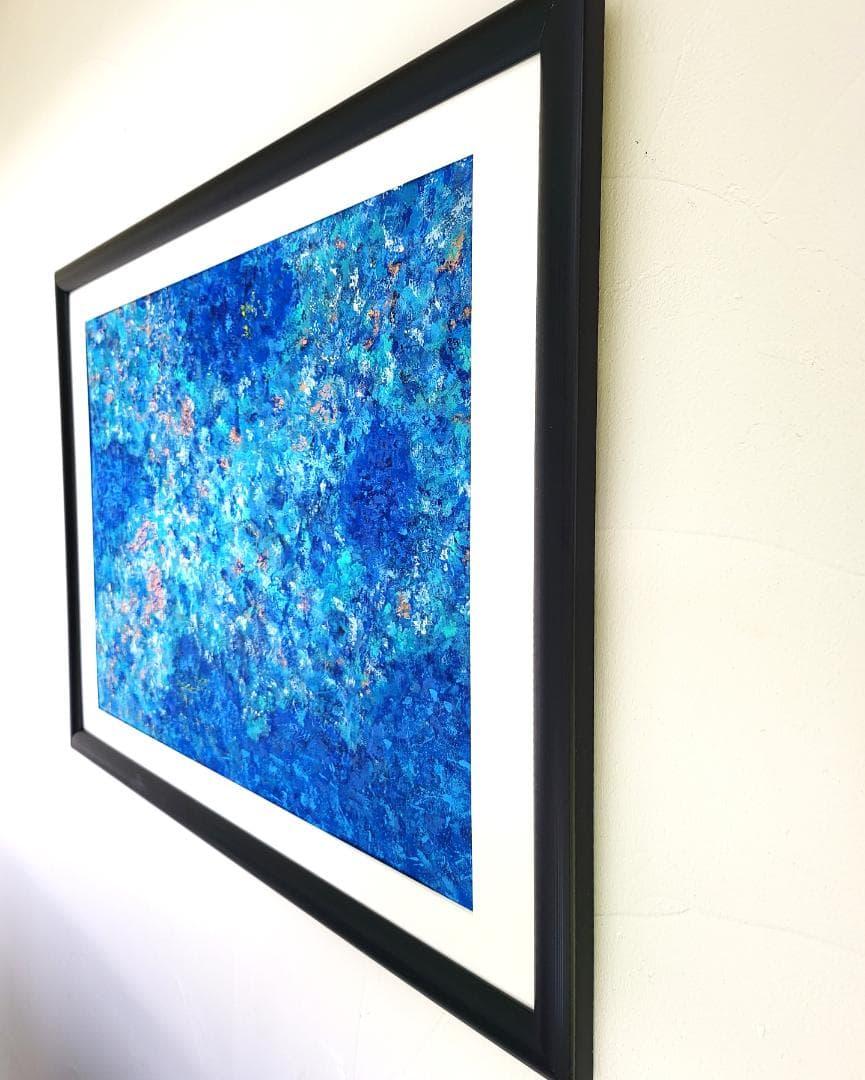 【専用】石垣の海に風がそよぐ / 抽象画 46×63㎝ A2 額縁セット