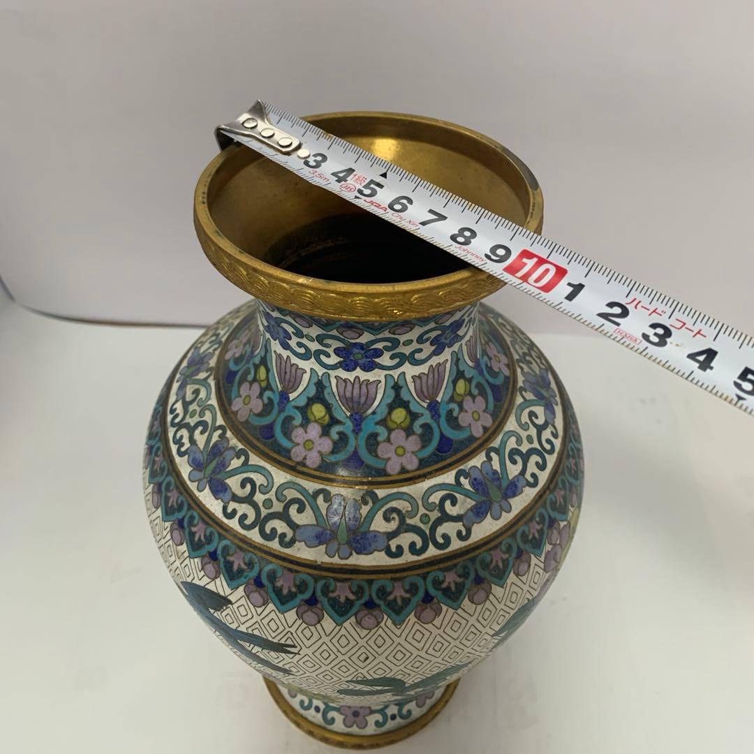 中国美術　景泰藍　七宝焼　花鳥纹　花瓶　送料込み