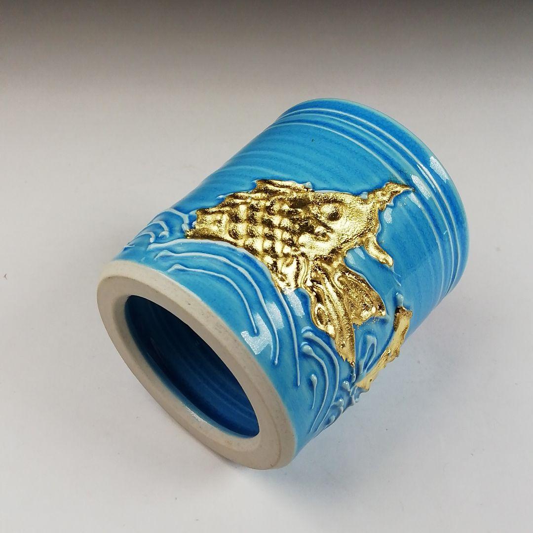 Ｔ７９５　蓋置　『浅黄交趾　荒磯』『平安　勝見永泉 造』　共箱　茶道具