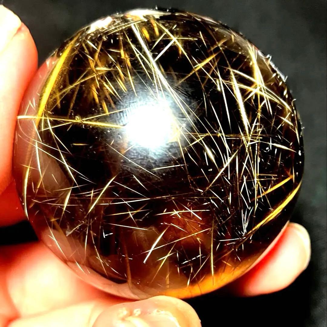 超絶綺麗✨48mm ゴールドルチルクォーツ　丸玉　スフィア　金針水晶