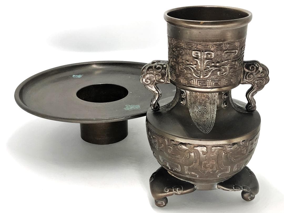 【 薄端 骨董品 】　中国古代青銅器文　旧家初出し　　　　M0923A