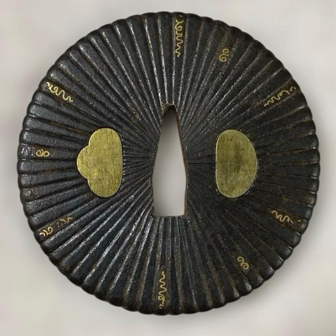 B-30 鍔　蛇の目鍔　金象嵌　武具　刀装具　日本刀　鉄製　装飾品　工芸品　骨董