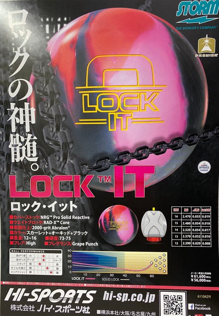 美品プラグ済み Lock IT ストーム Storm ボウリング ボール 中古品