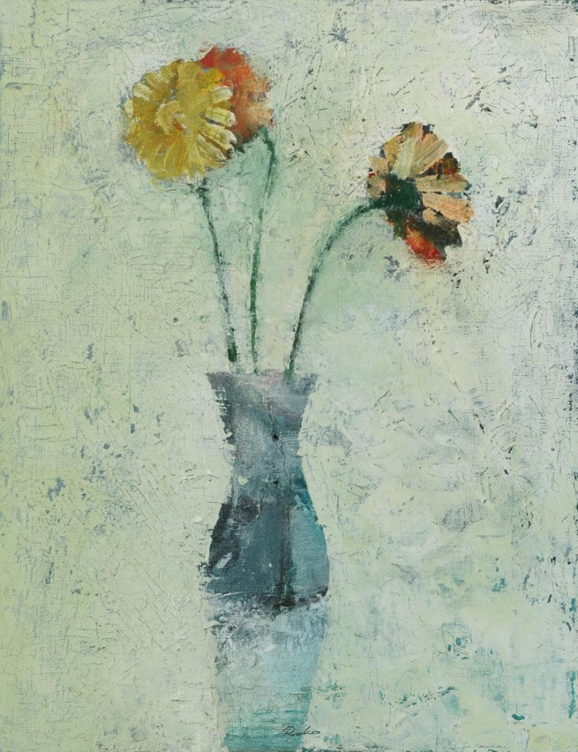 油絵 菅家令子 絵 絵画 インテリア 額付 (黒) F6-030501 花