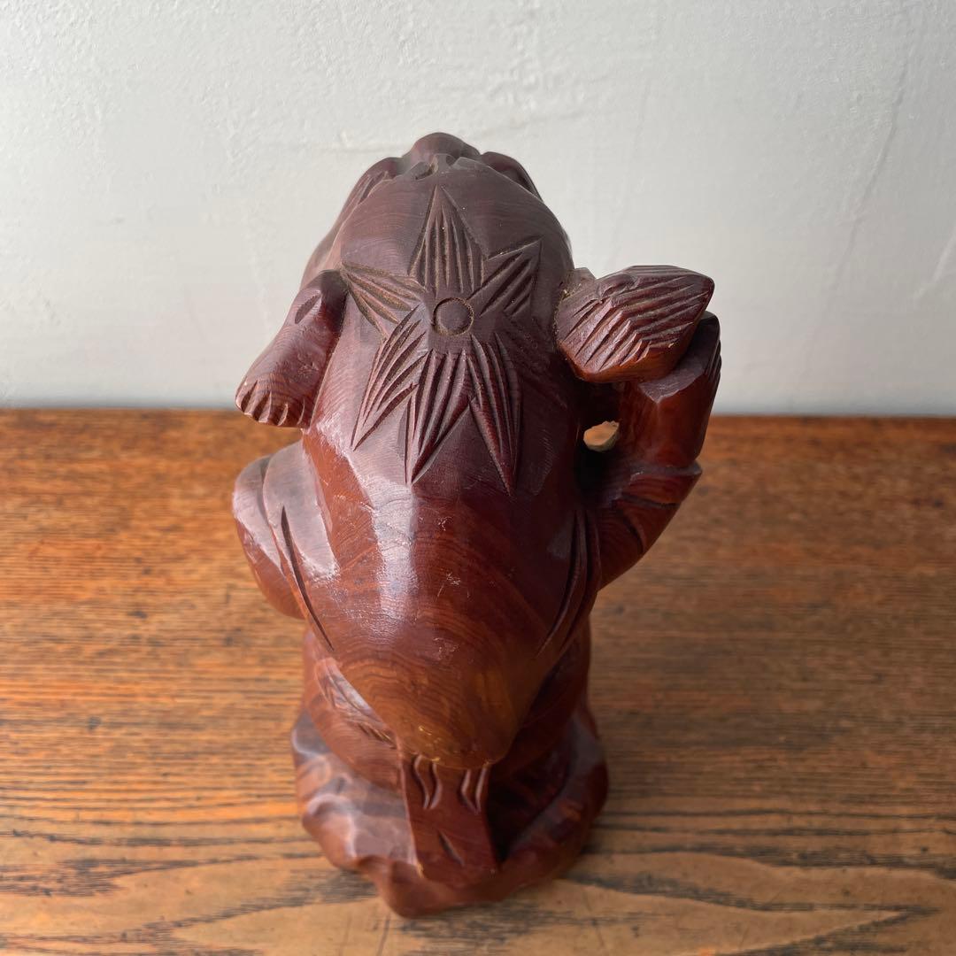 木彫り　獅子被り大黒天　獅子舞　大黒様　七福神　木製　縁起物