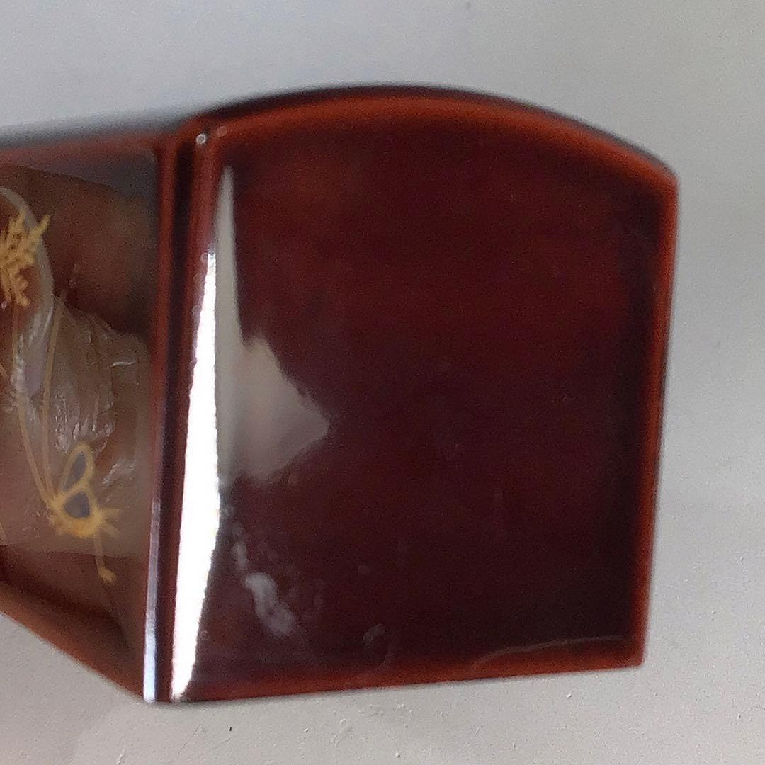 Ｎ１０００　香合　『道場宗廣作』『溜塗』『虫草蒔絵』『虫籠香合』　共箱　茶道具