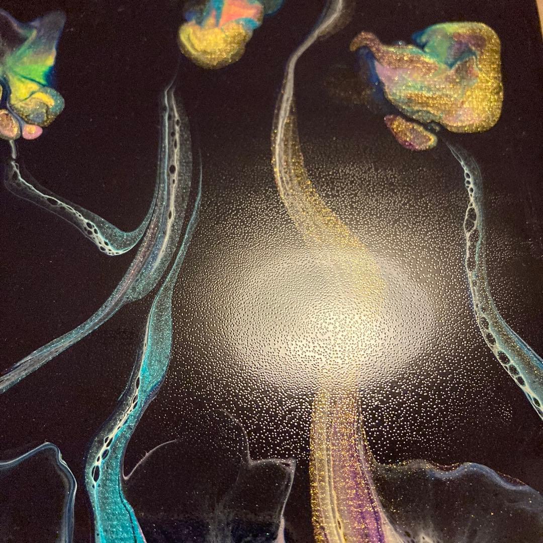 送料込み アクリルペイントアート  原画 ラメ カラフル