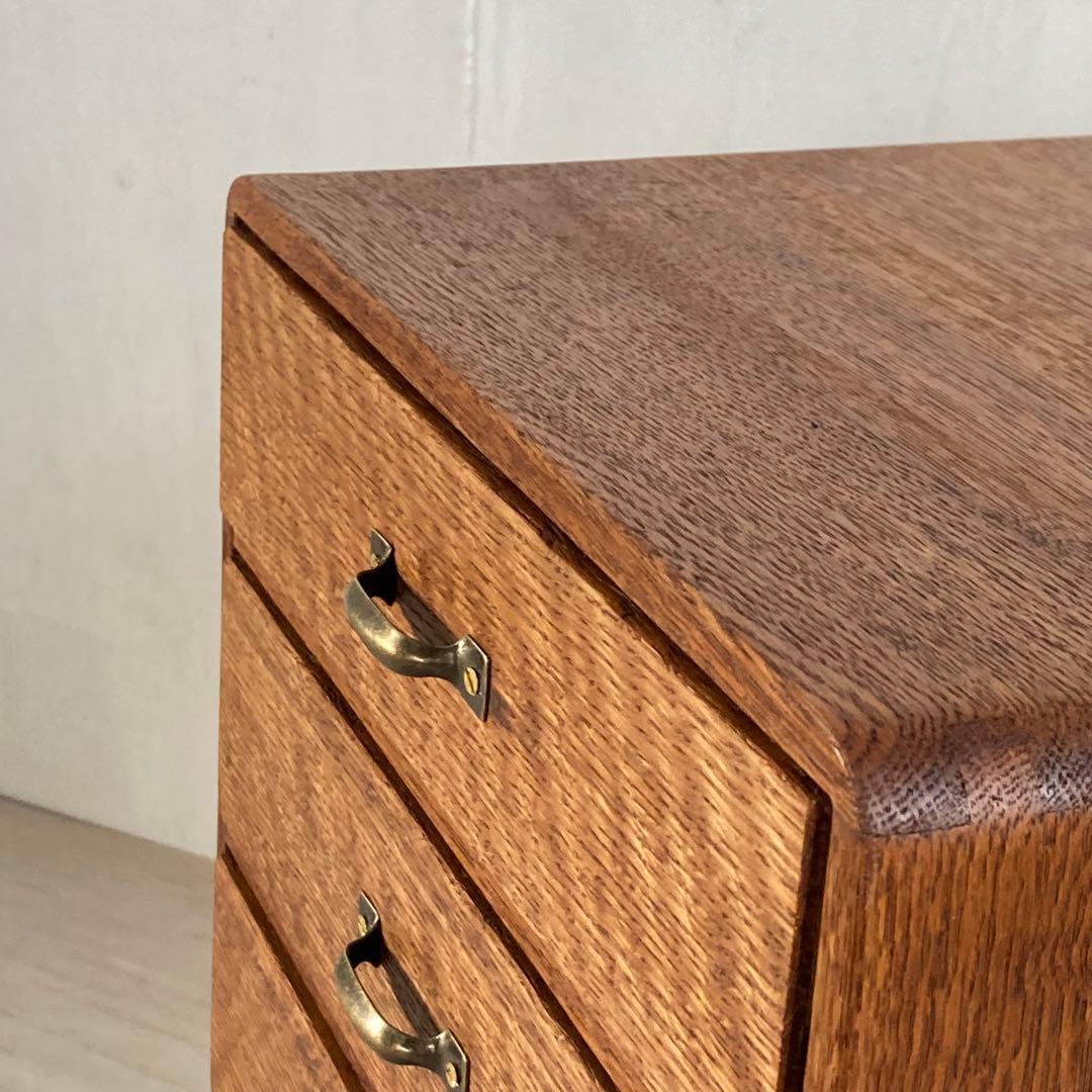 古い楢 無垢材 5杯 あられ組 小引き出し 古道具 古家具