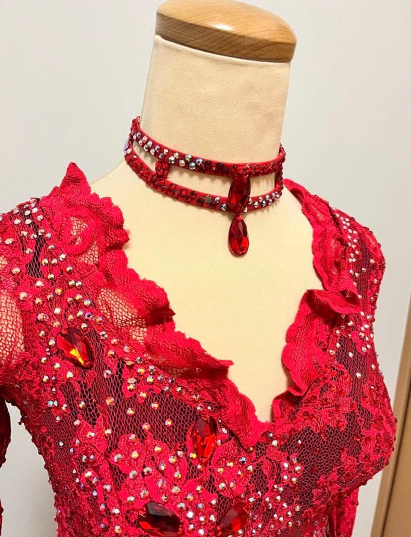 社交ダンス　ドレス　スタンダード　赤