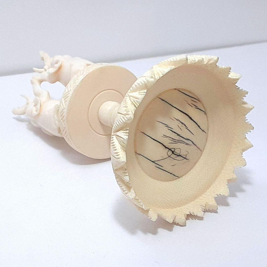 Y1299 高級彫刻 高級彫刻 細密彫 天球 象彫刻台座 総重量164.7g