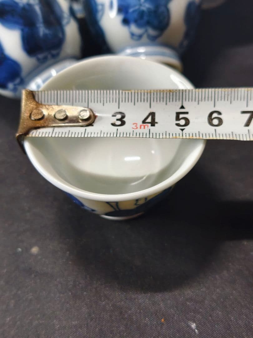 煎茶道具 染付宝瓶急須セット 京焼 手描き唐子の図 未使用美品 旧家蔵出し 骨董