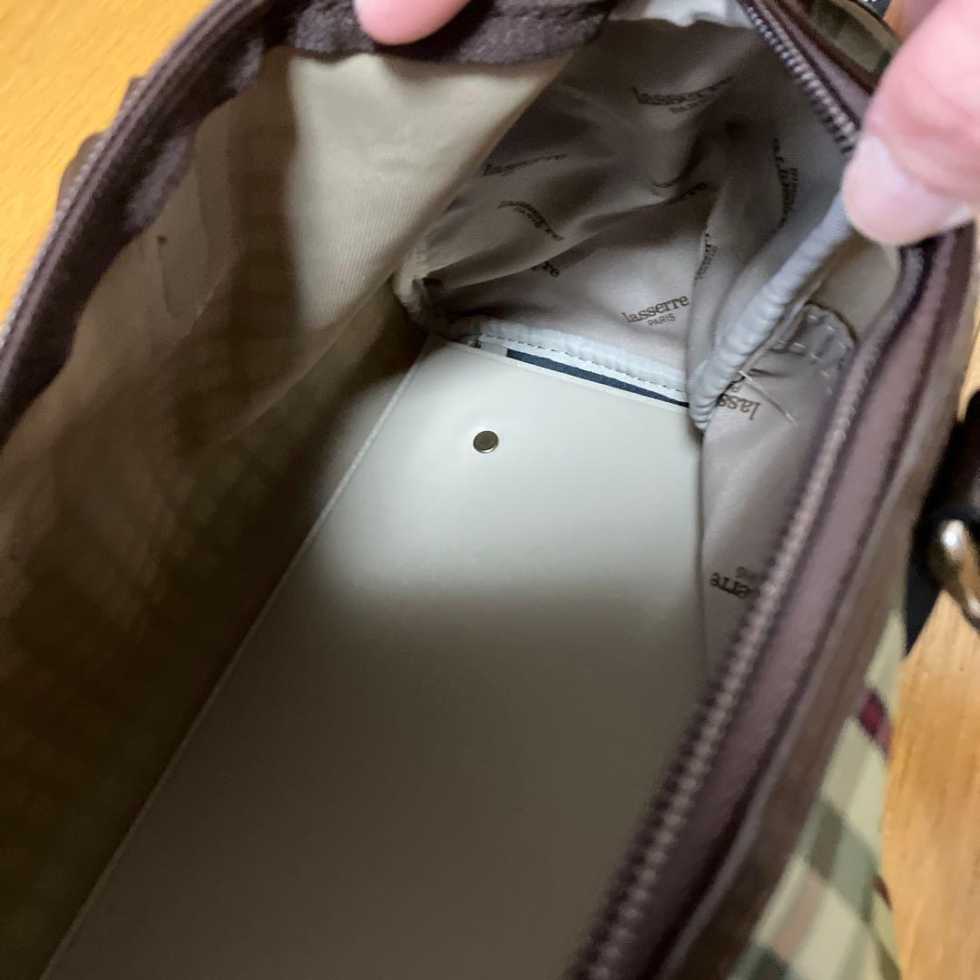 美品　lasserre ボストンバッグ グリーンチェック