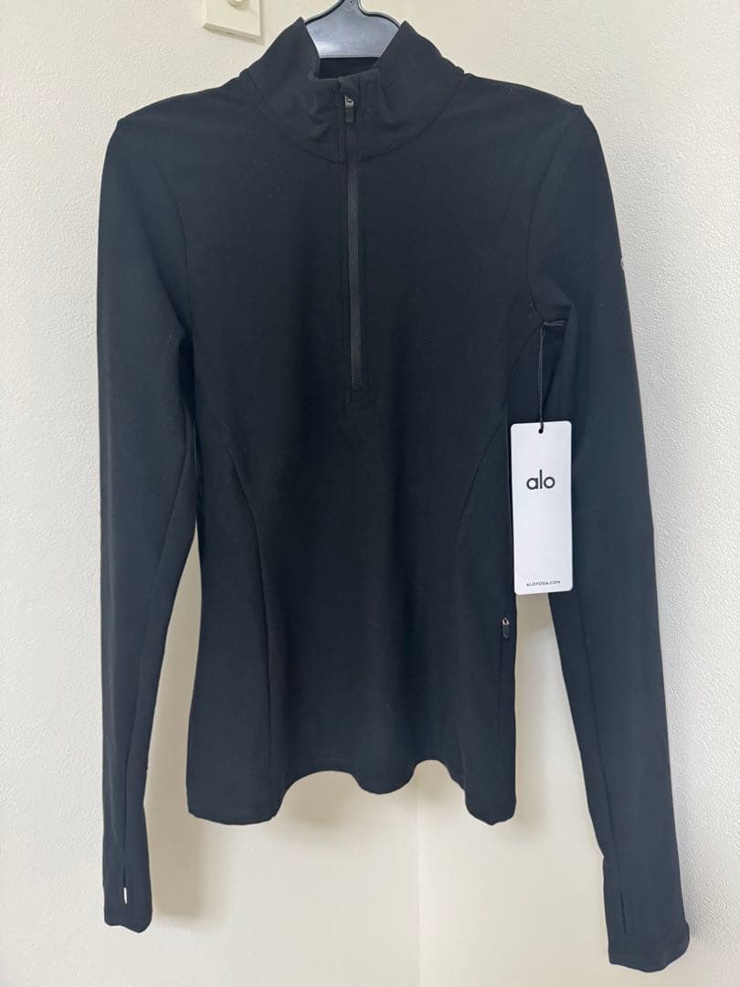 ALO YOGA ブラック ジッパー付き長袖 トレーニングウェア XS