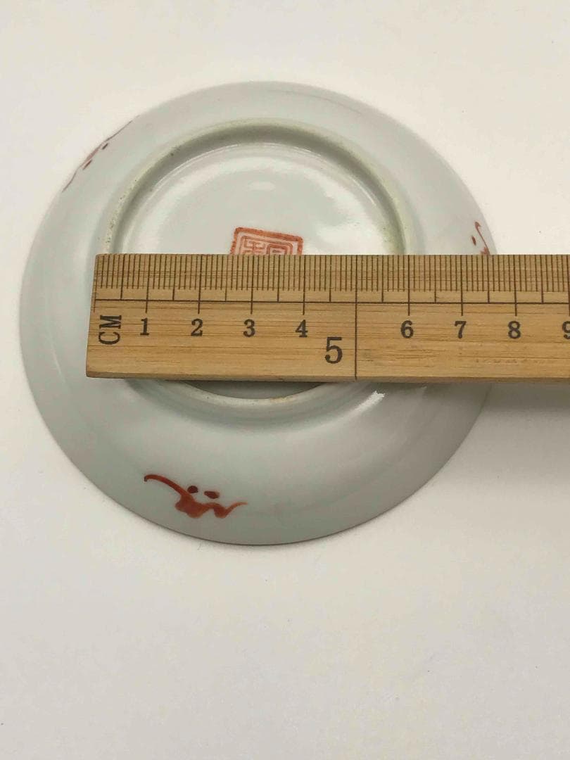 清同治時代 【同治年製 】在銘 粉彩三星人物文盤一対 人物物語文皿 (C-50)