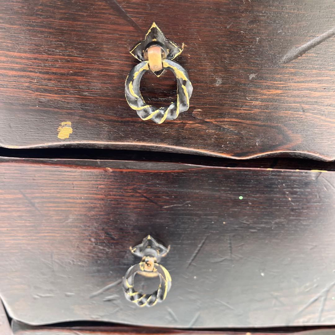 【表面キハダ材】レトロ 4段 箪笥 ハセガワ製 アンティーク調 収納家具