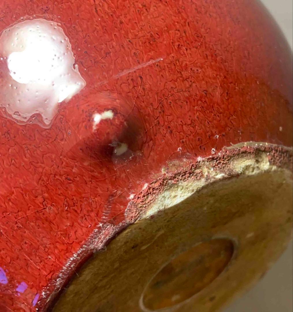 中国 紅釉丸形炉（洗筆）　f2250911