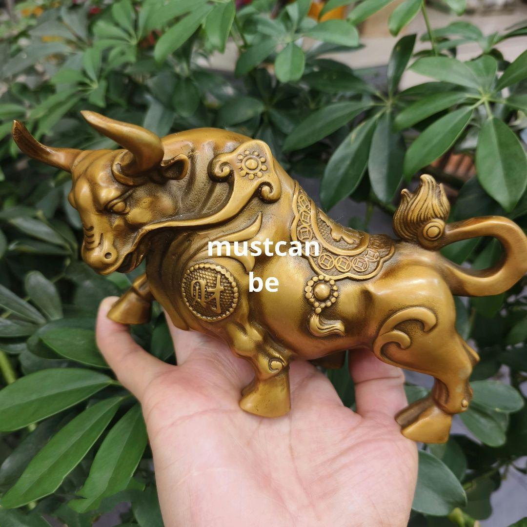 銅器 牛気沖天 応接間 玄関 茶卓 事務机 開運 風水 置物 装飾品 工芸品
